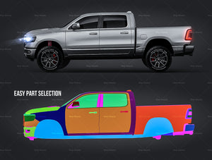 Dodge RAM 1500 CrewCab Sport 2019 glossy finish - all sides Car Mockup Template.psd