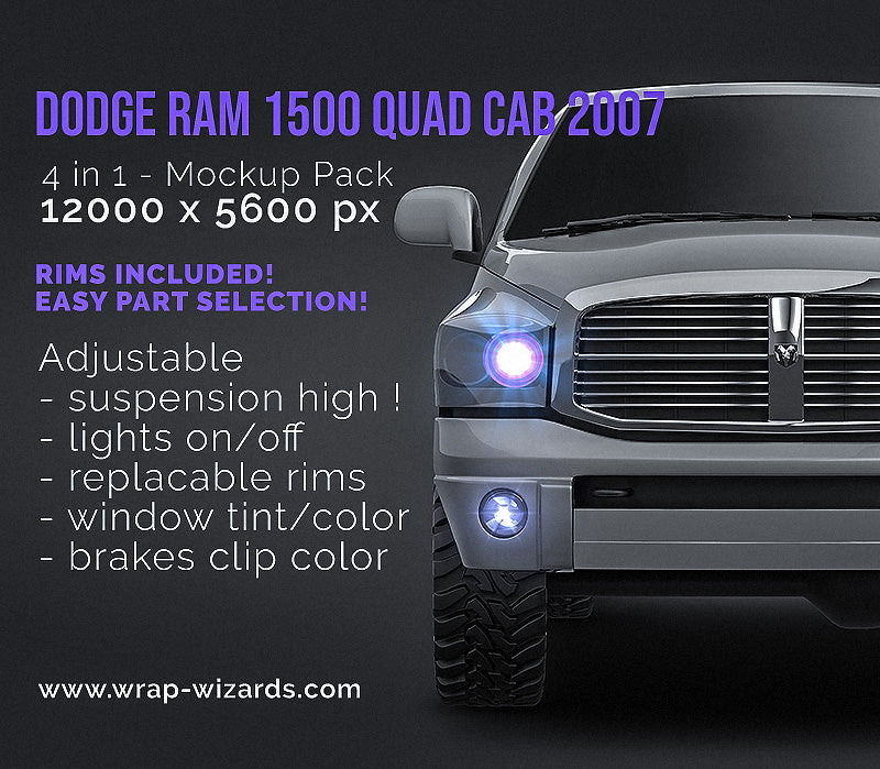 Dodge RAM 1500 Quad Cab 160-inch Box Laramie 2007 - Truck/Pick-up Mockup