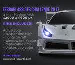 Ferrari 488 GTB Challenge 2017 glossy finish - all sides Car Mockup Template.psd