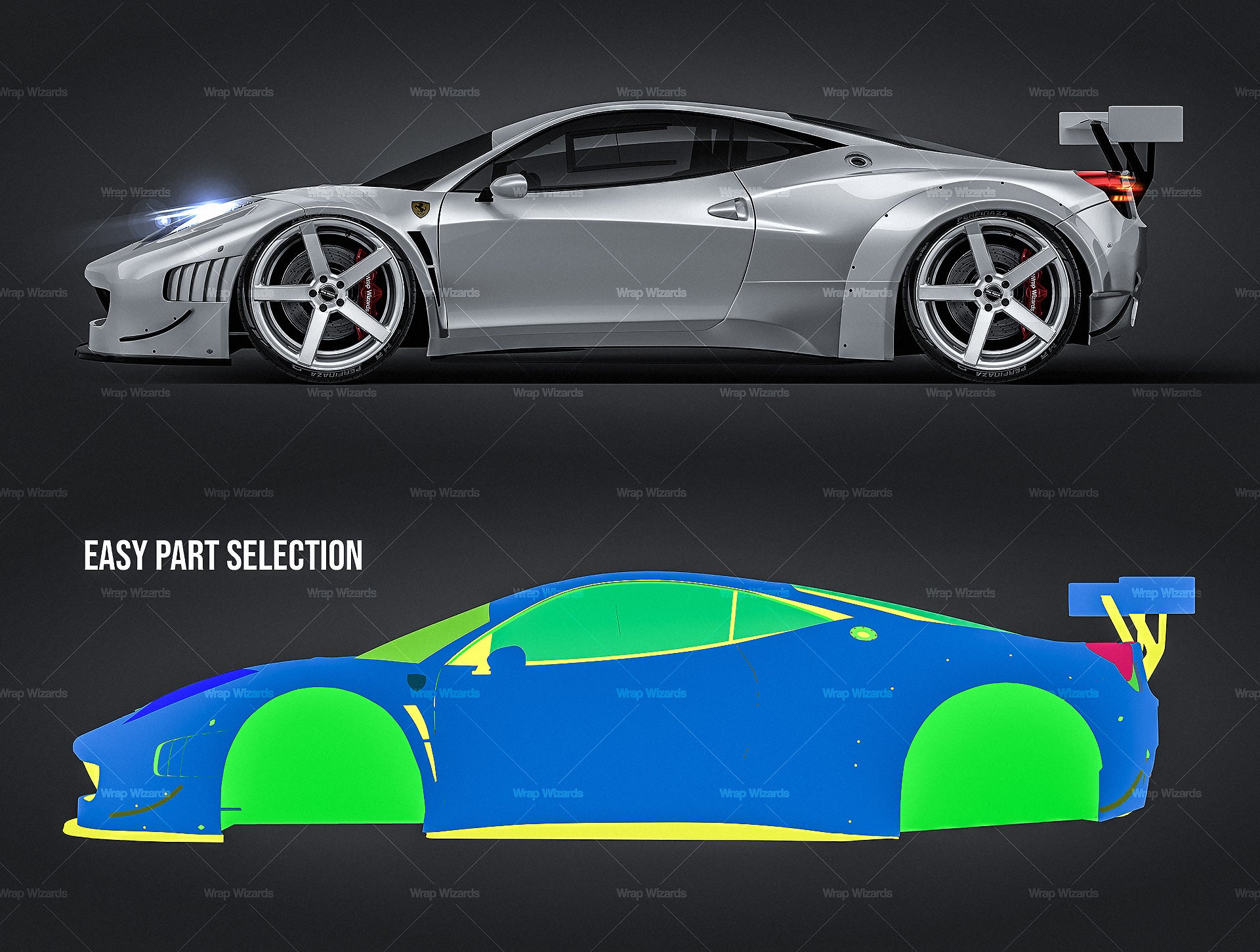 Ferrari 458 GT3 2014 glossy finish - all sides Car Mockup Template.psd