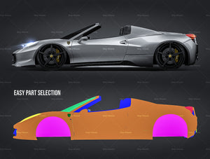 Ferrari 458 Spider 2012 glossy finish - all sides Car Mockup Template.psd