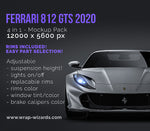 Ferrari 812 GTS 2020 satin matt finish - all sides Car Mockup Template.psd