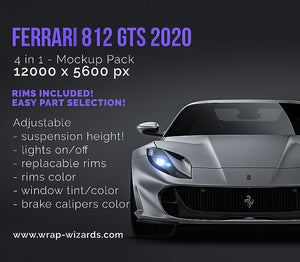 Ferrari 812 GTS 2020 satin matt finish - all sides Car Mockup Template.psd