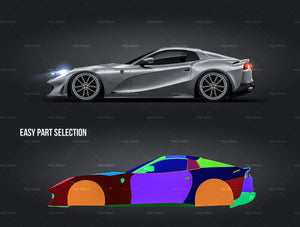 Ferrari 812 GTS 2020 satin matt finish - all sides Car Mockup Template.psd