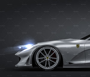 Ferrari 812 GTS 2020 satin matt finish - all sides Car Mockup Template.psd