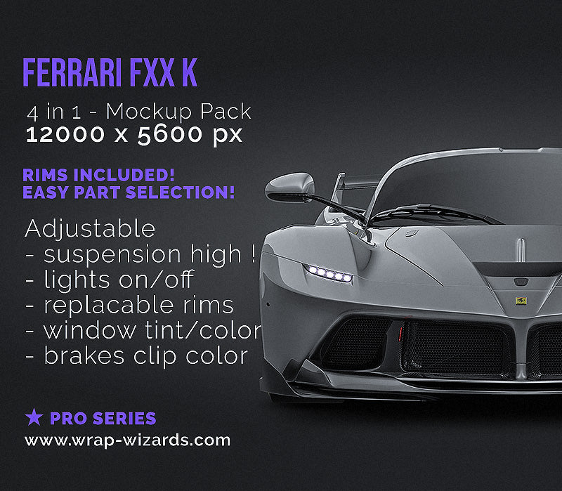 Ferrari FXX K glossy finish - all sides Car Mockup Template.psd