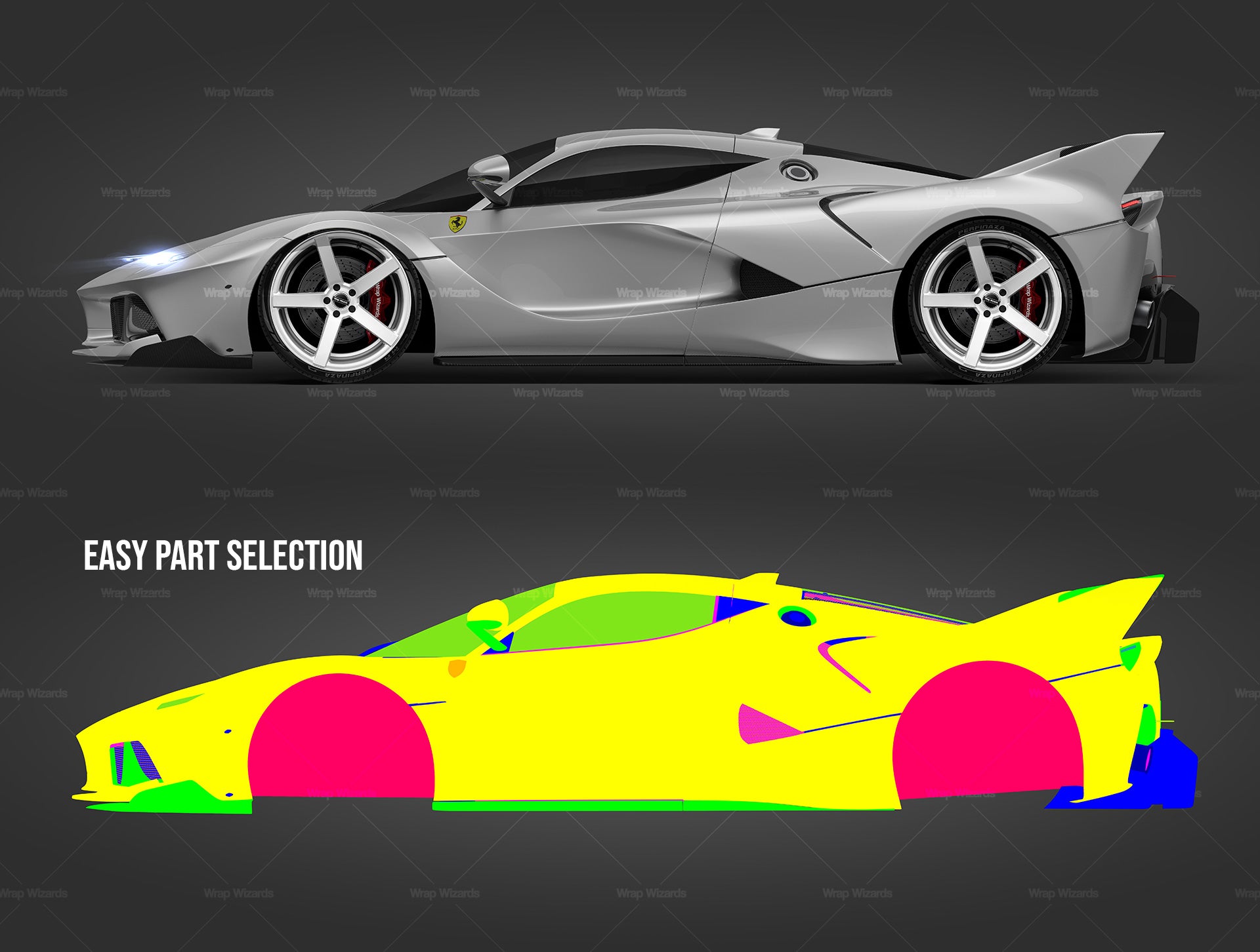 Ferrari FXX K glossy finish - all sides Car Mockup Template.psd