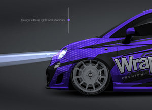 Fiat Abarth Assetto Corsa + spoilers glossy finish - all sides Car Mockup Template.psd