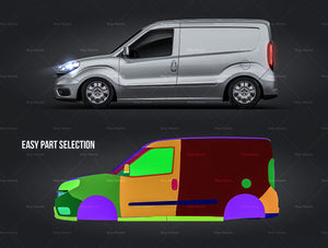 Fiat Doblo Cargo L1H1 glossy finish - all sides Car Mockup Template.psd