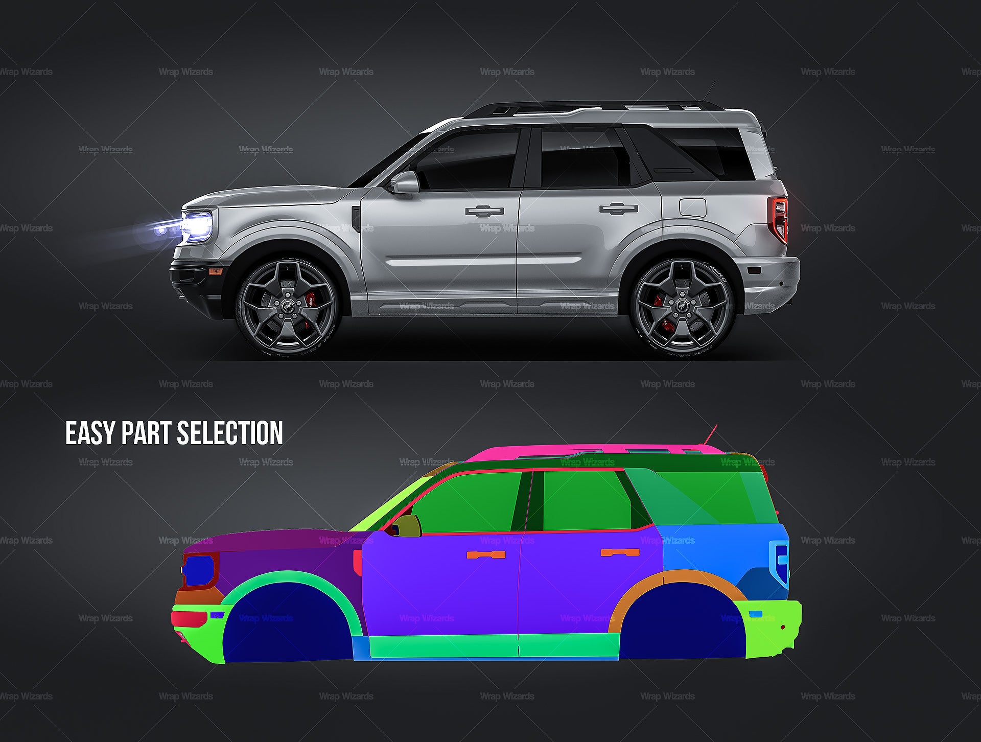 Ford Bronco Sport First Edition 2021 glossy finish - all sides Car Mockup Template.psd