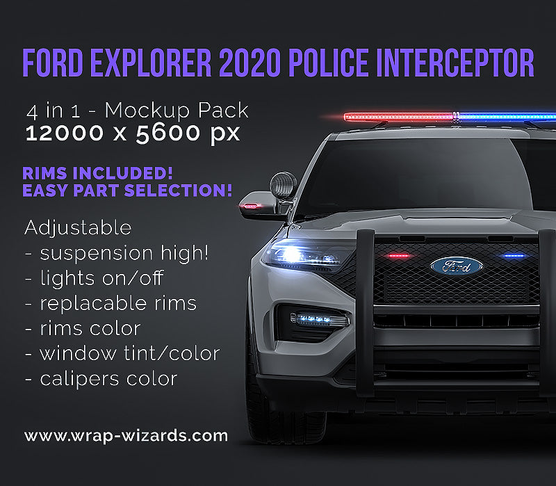 Ford Explorer 2020 Police Interceptor glossy finish - all sides Car Mockup Template.psd