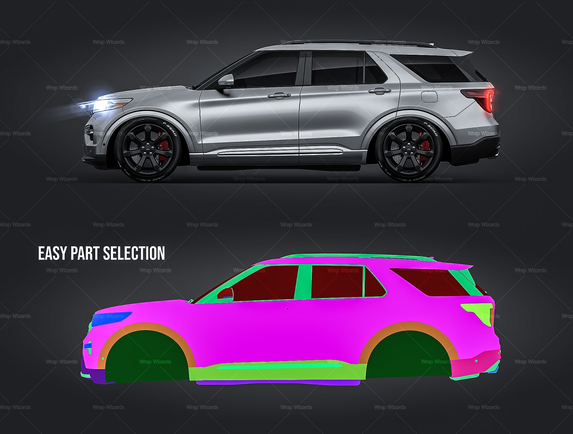Ford Explorer ST 2020 glossy finish - all sides Car Mockup Template.psd