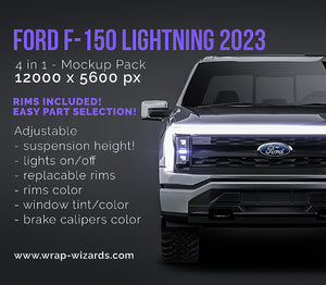Ford F-150 Lightning 2023 glossy finish - all sides Car Mockup Template.psd
