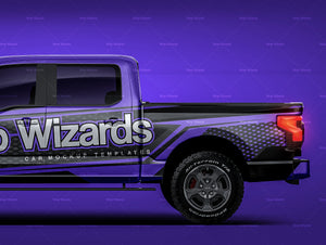 Ford F-150 Lightning 2023 glossy finish - all sides Car Mockup Template.psd