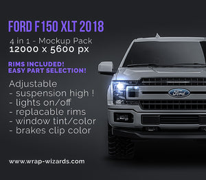 Ford F150 XLT 2018 glossy finish - all sides Car Mockup Template.psd