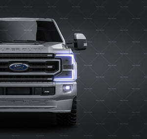Ford F350 Super Duty 2020 glossy finish - all sides Car Mockup Template.psd