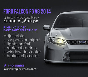 Ford Falcon FG V8 Supercar 2014 glossy finish - all sides Car Mockup Template.psd