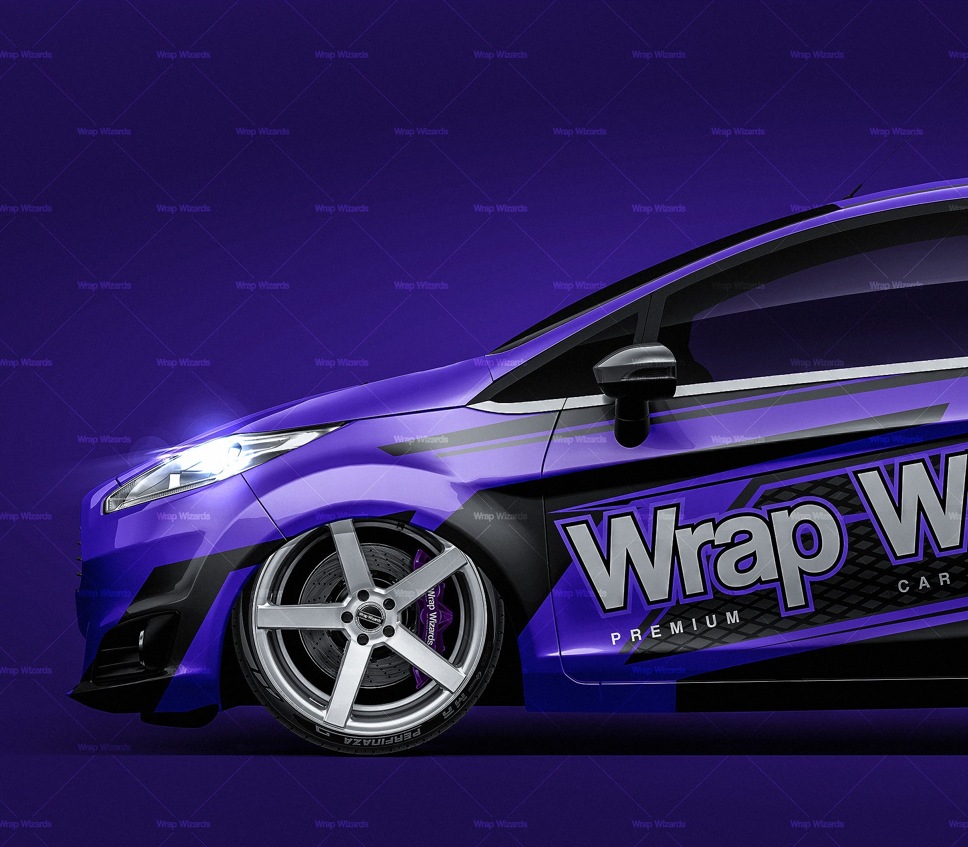 Ford Fiesta 3door 2013 glossy finish - all sides Car Mockup Template.psd
