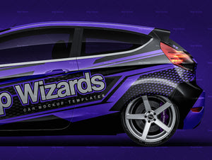 Ford Fiesta 3door 2013 glossy finish - all sides Car Mockup Template.psd
