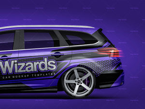 Ford Focus Wagon 2015 glossy finish - all sides Car Mockup Template.psd
