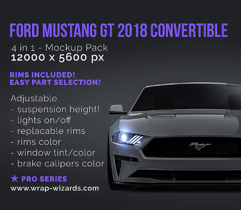 Ford Mustang GT 2018 Convertible - Car Mockup