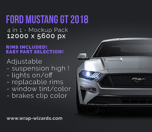 Ford Mustang GT 2018 satin matt finish - all sides Car Mockup Template.psd