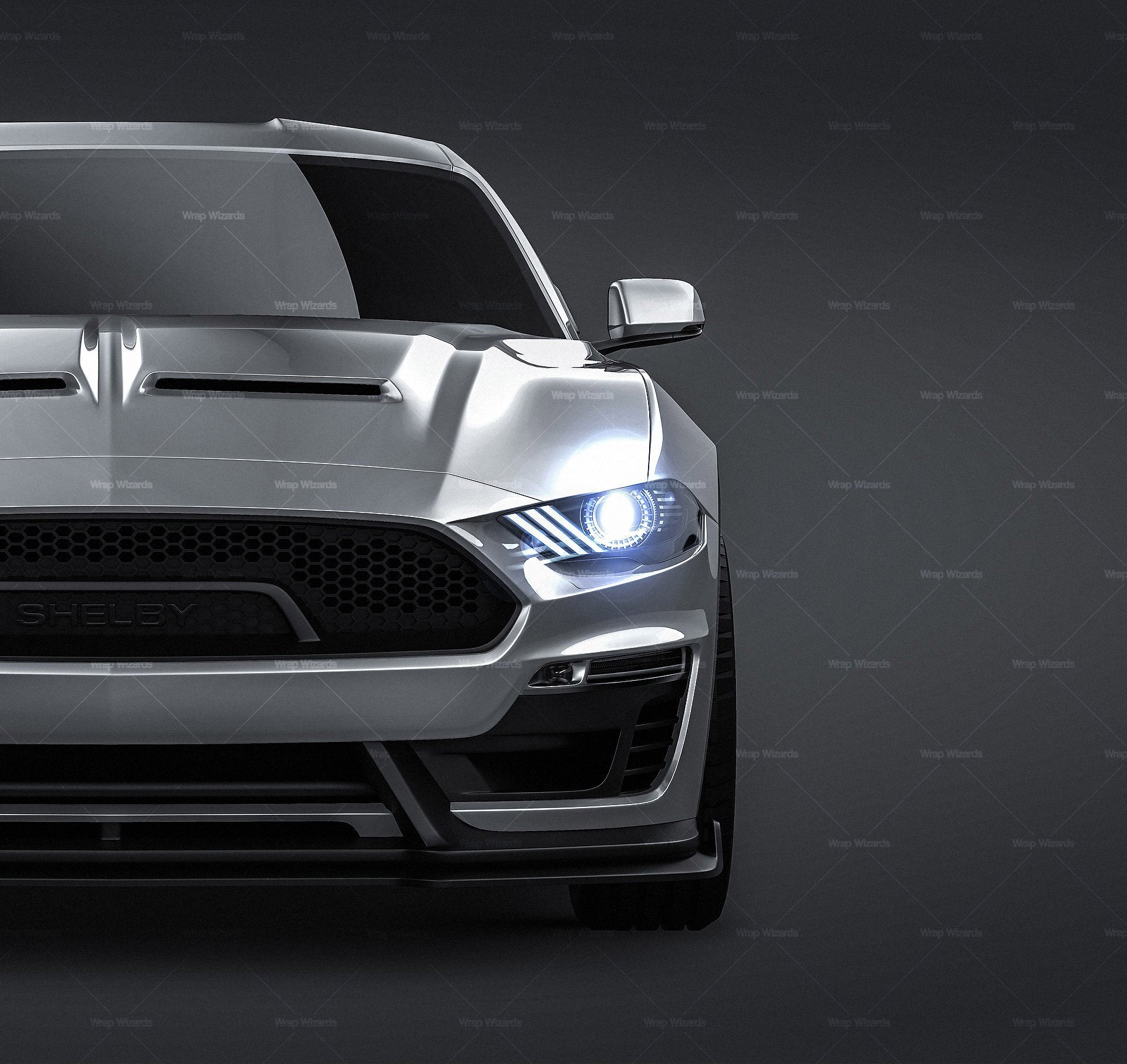 Ford Mustang Shelby Super Snake 2018 glossy finish - all sides Car Mockup Template.psd