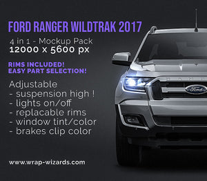 Ford Ranger Wildtrak 2017 glossy finish - all sides Car Mockup Template.psd