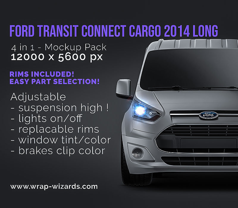 Ford Transit Connect Cargo 2014 Long - Van Mockup