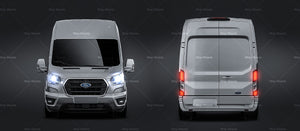Ford Transit L3H3 panel van glossy finish - all sides Car Mockup Template.psd