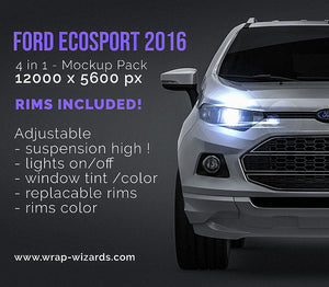 Ford EcoSport 2016 glossy finish - all sides Car Mockup Template.psd