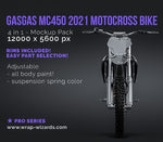 GasGas MC450 2021 Motocross Bike glossy finish - all sides Car Mockup Template.psd