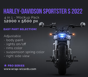 Harley-Davidson Sportster S 2022 glossy finish - all sides Car Mockup Template.psd