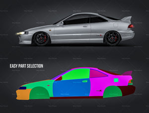Honda Integra DC2 Type-R coupe 1995 glossy finish - all sides Car Mockup Template.psd