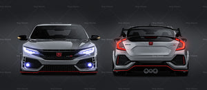 Honda Type-R 2019 glossy finish - all sides Car Mockup Template.psd