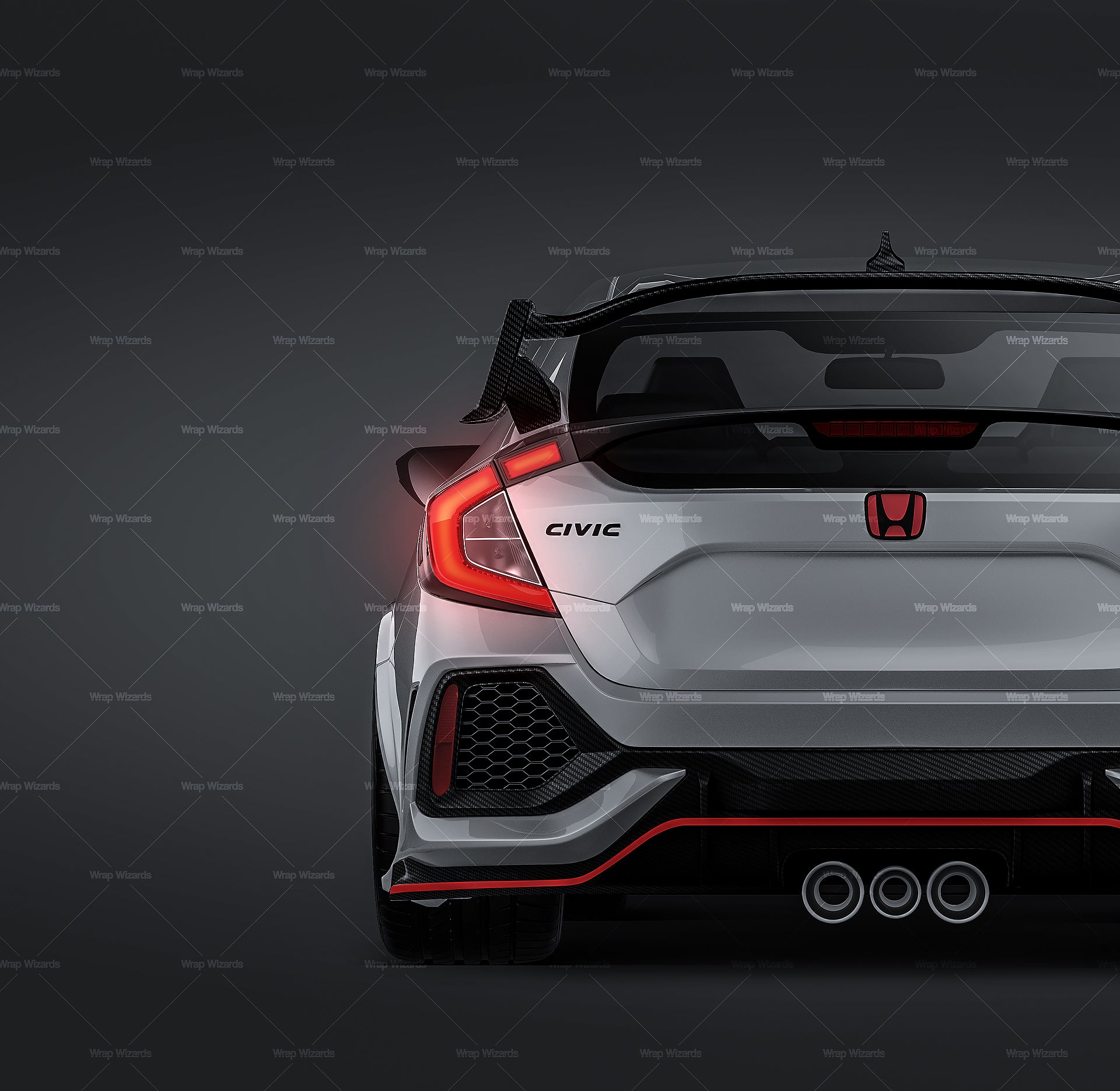 Honda Type-R 2019 glossy finish - all sides Car Mockup Template.psd