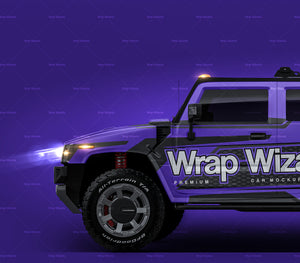 Hummer H2 SUV satin matt finish - all sides Car Mockup Template.psd