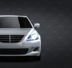Hyundai Genesis 2009 Sedan satin matt finish - all sides car mockup template.psd