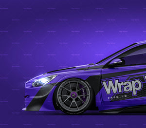 Hyundai I30N TCR satin matt finish - all sides Car Mockup Template.psd