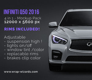 Infiniti Q50 2016 glossy finish - all sides Car Mockup Template.psd