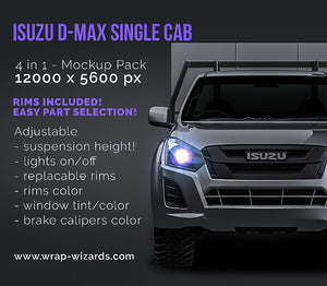 Isuzu D-Max Single Cab Alloy Tray SX with UTE toolboxes glossy finish - all sides Car Mockup Template.psd