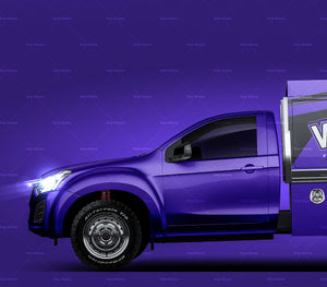 Isuzu D-Max Single Cab Alloy Tray SX with UTE toolboxes glossy finish - all sides Car Mockup Template.psd