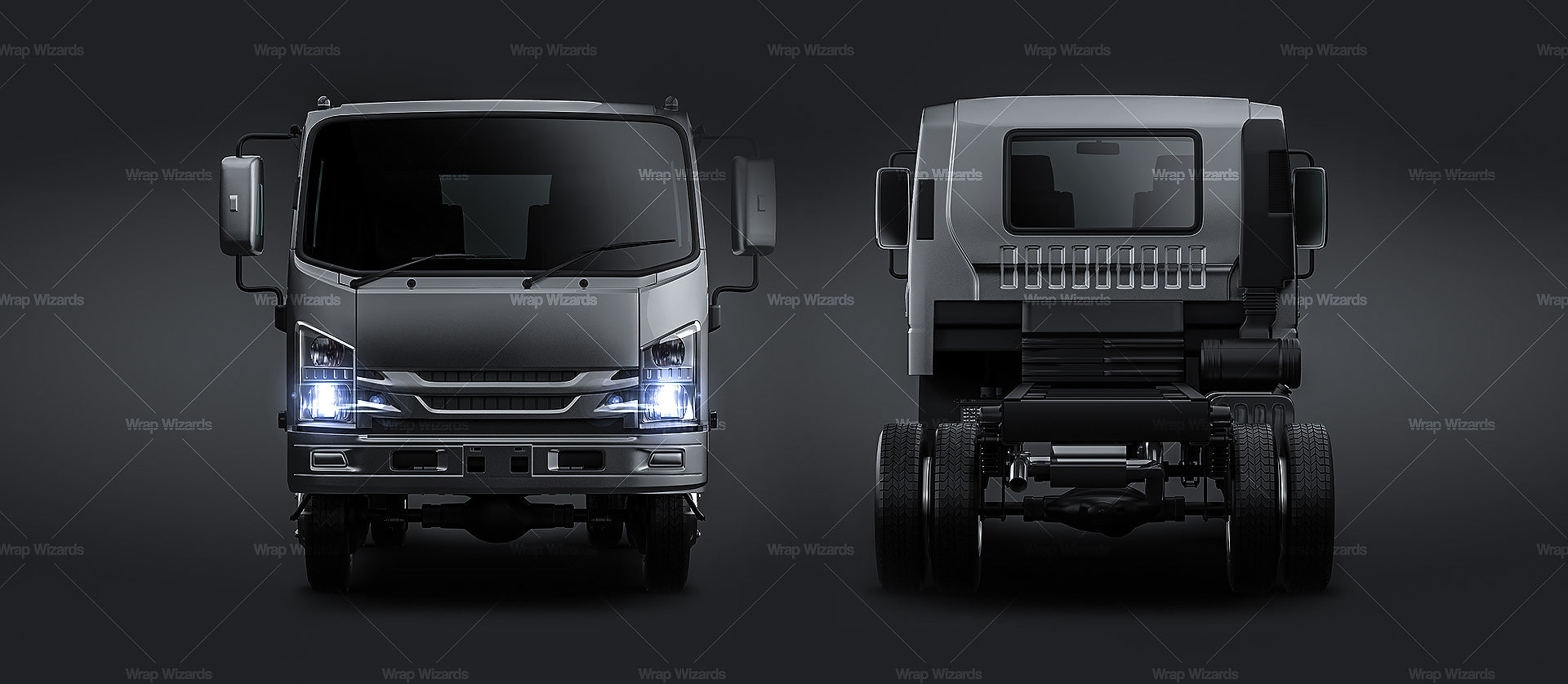 Isuzu NPS 300 chassis truck glossy finish - all sides Car Mockup Template.psd