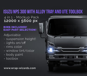 Isuzu NPS 300 truck with alloy tray and toolboxes glossy finish - all sides Car Mockup Template.psd
