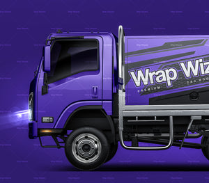 Isuzu NPS 300 truck with alloy tray and toolboxes glossy finish - all sides Car Mockup Template.psd