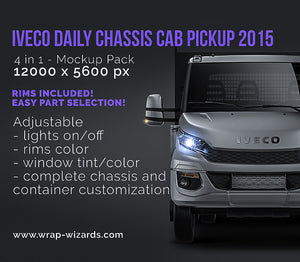 Iveco Daily Chassis Cab Pickup 2015 satin matt finish - all sides Car Mockup Template.psd