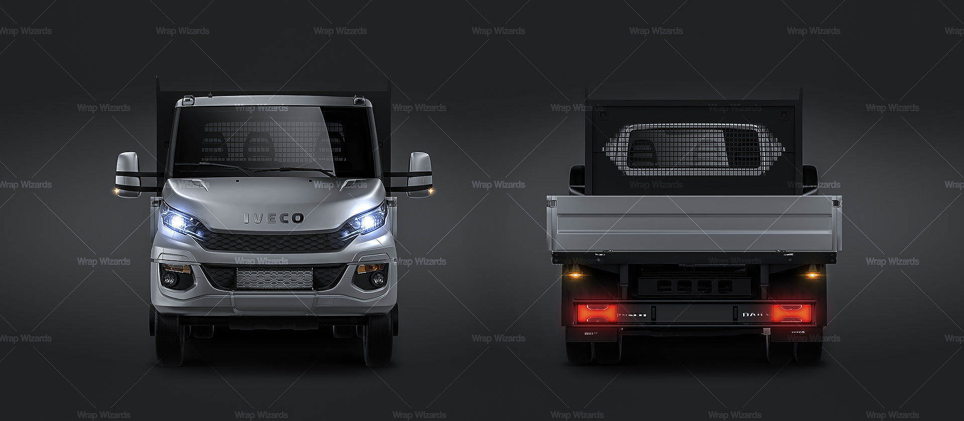 Iveco Daily Chassis Cab Pickup 2015 satin matt finish - all sides Car Mockup Template.psd