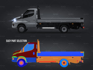 Iveco Daily Chassis Cab Pickup 2015 satin matt finish - all sides Car Mockup Template.psd