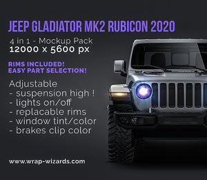 Jeep Gladiator MK2 Rubicon 2020 satin matt finish - all sides Car Mockup Template.psd