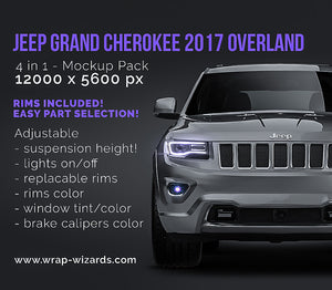 Jeep Grand Cherokee Overland glossy finish - all sides Car Mockup Template.psd